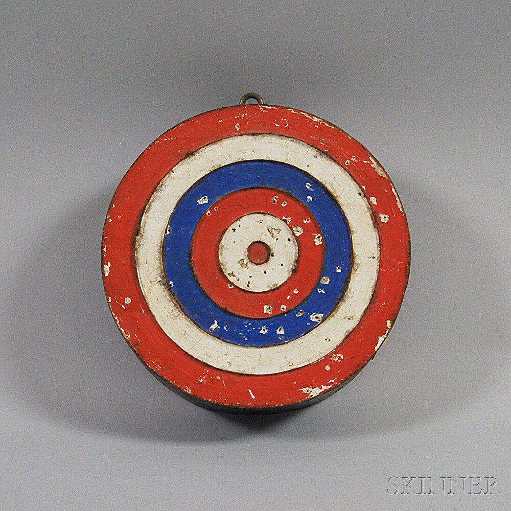 Appraisal: Red- White- and Blue-painted Bull's-eye Dart Board dia in Estimate