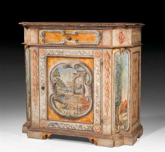 Appraisal: PAINTED SIDEBOARD Renaissance-style partly from old pieces northern Italy Shaped