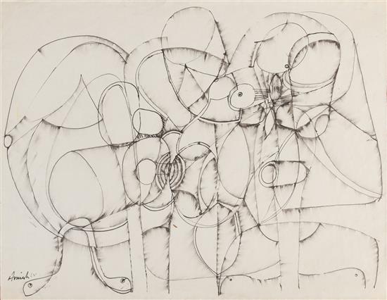 Appraisal: Sale Lot Avinash Chandra Indian - Untitled ink on paper