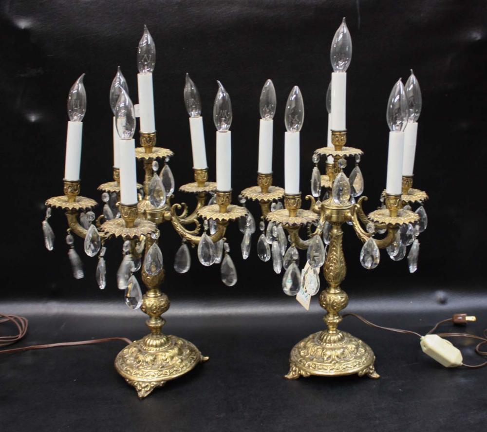 Appraisal: PAIR OF GILT METAL CANDELABRA STYLE TABLE LAMPS each with