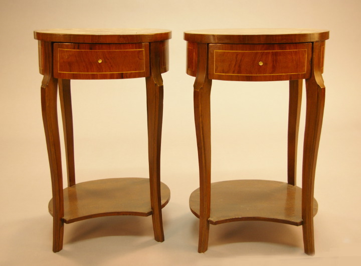 Appraisal: Pair of Louis XV-Style Kingwood and Burlwood Occasional Tables each