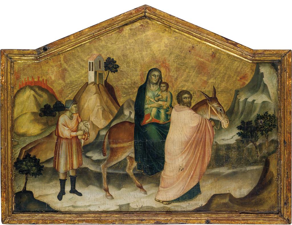 Appraisal: ITALIAN SCHOOL Possibly th th Century Flight into Egypt tempera