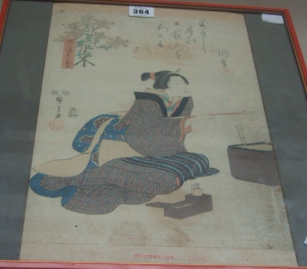 Appraisal: Japanese School th century Hiroshige a geisha kneeling signed by