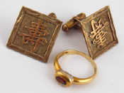 Appraisal: A pair of yellow metal tests carat gold Oriental cufflinks