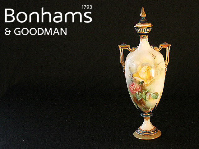 Appraisal: A Hadley Worcester twin-handled vase and cover of baluster form