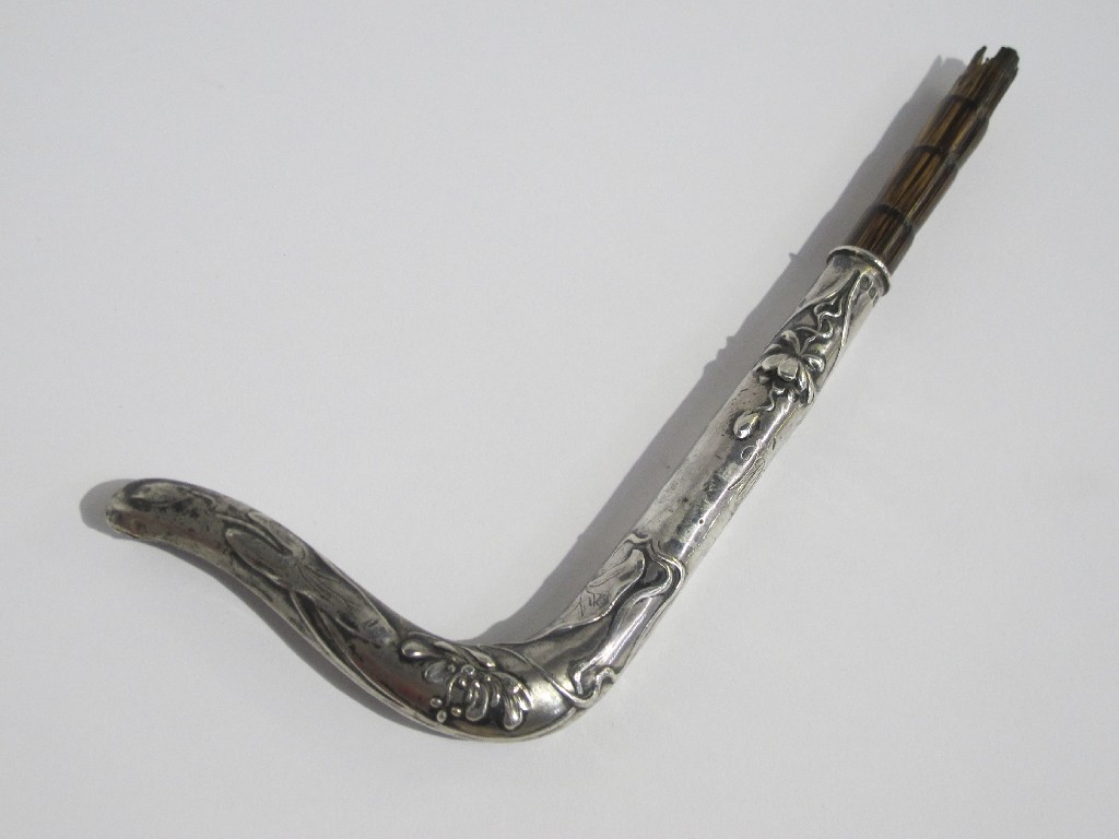 Appraisal: A silver cane of parasol handle Birmingham