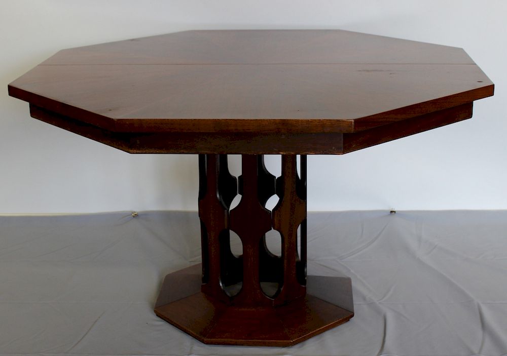 Appraisal: MIDCENTURY Octagonal Top Pedestal Table with Leaves From a Yonkers