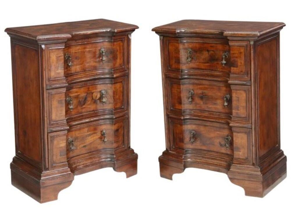 Appraisal: pair Italian Baroque style bedside cabinets th c patchwork burlwood