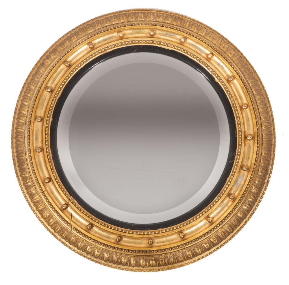 Appraisal: Late Classical Carved and Gilt Mirror early-to-mid th c cavetto