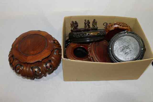 Appraisal: A SIMILAR COLLECTION OF CHINESE HARDWOOD PLATES and bowl stands