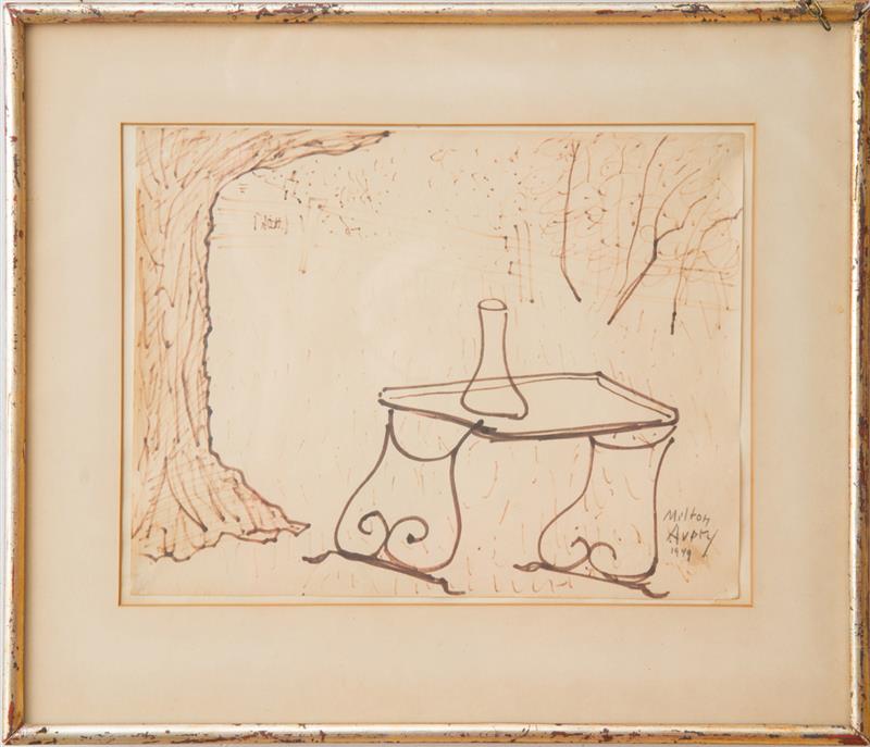 Appraisal: MILTON AVERY - GARDEN TABLE Ink on paper signed 'Milton