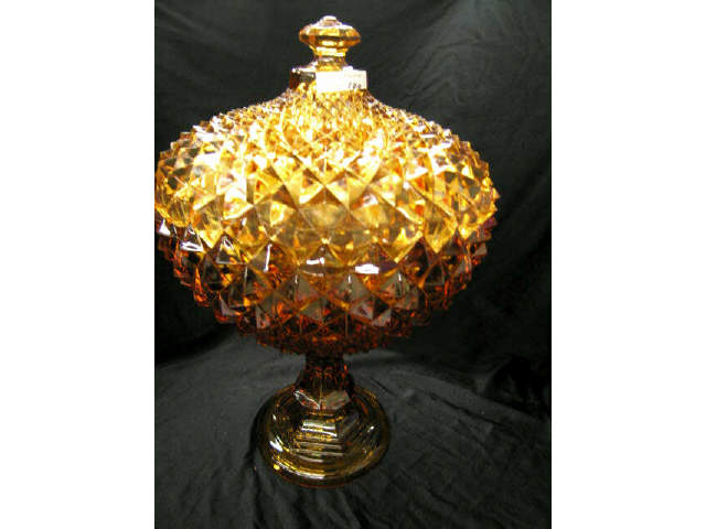 Appraisal: Amber Glass Large Covered Compote