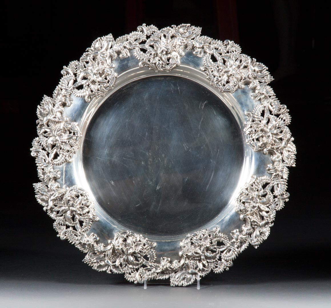 Appraisal: J E Caldwell sterling silver charger in Diam ozt