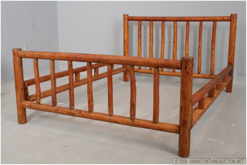 Appraisal: RITTENHOUSE FURNITURE CO DBL BED W RAILS Listed dimensions apply