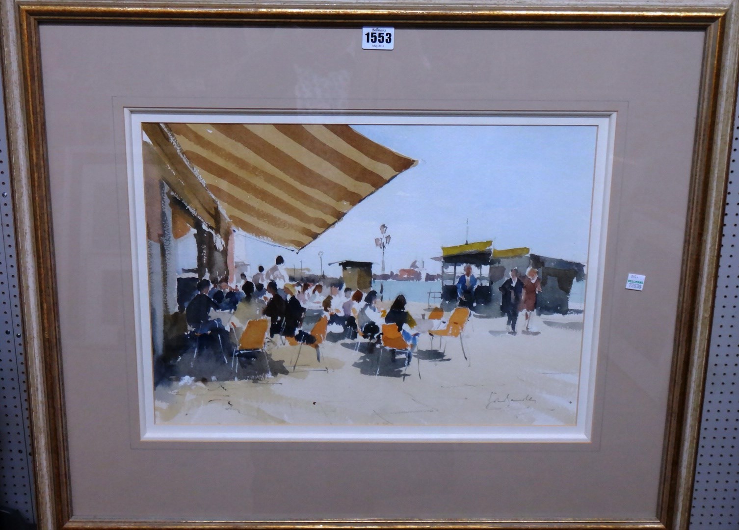 Appraisal: John Yardley b Cafe on Fondamente della Zattere watercolour signed