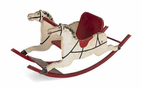 Appraisal: Painted pine child's rocking horse ca h l