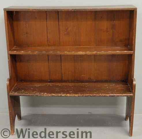 Appraisal: Pine open cupboard early th c with spoon and plate