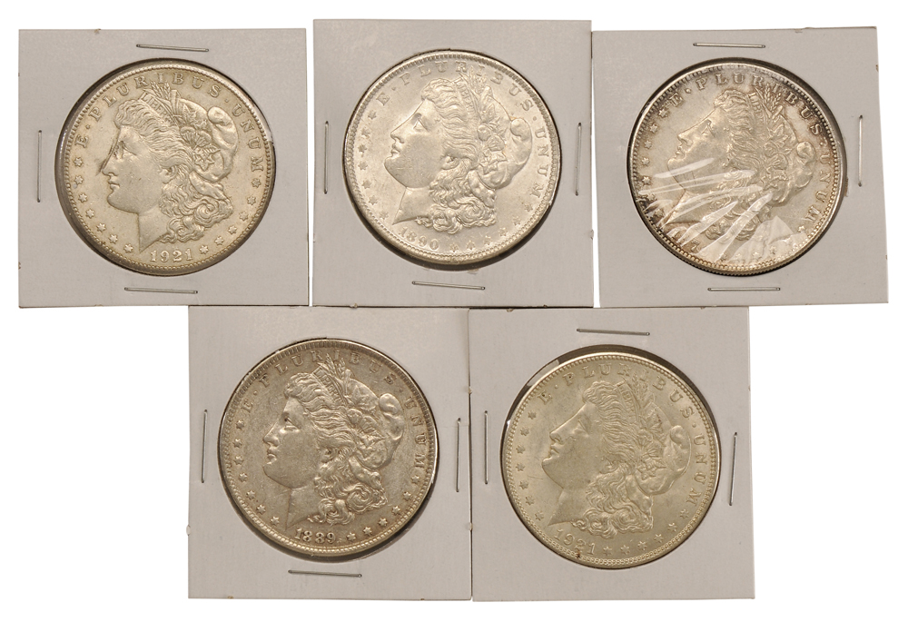 Appraisal: Fifty U S Morgan Silver Dollars different dates mintmarks -