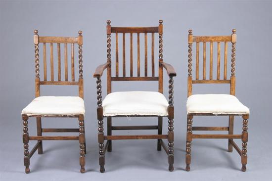 Appraisal: SET FIVE BANISTER-BACK DINING CHAIRS early th century one arm