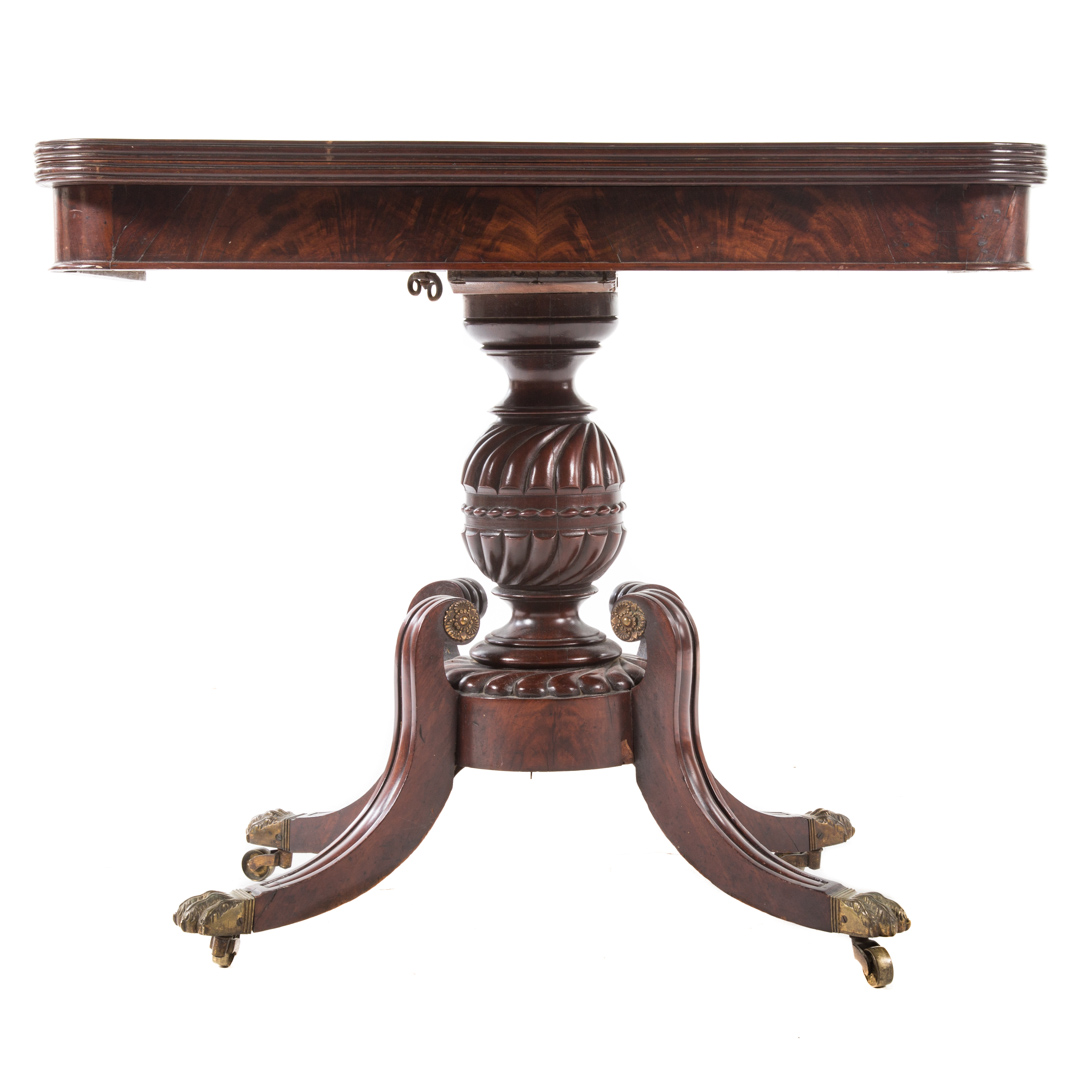 Appraisal: American classical mahogany flip-top table early th century flat top