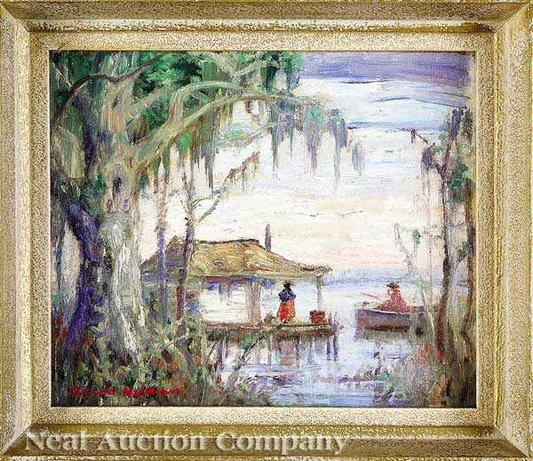 Appraisal: Knute Heldner Swedish New Orleans - Bayou Cabin oil on