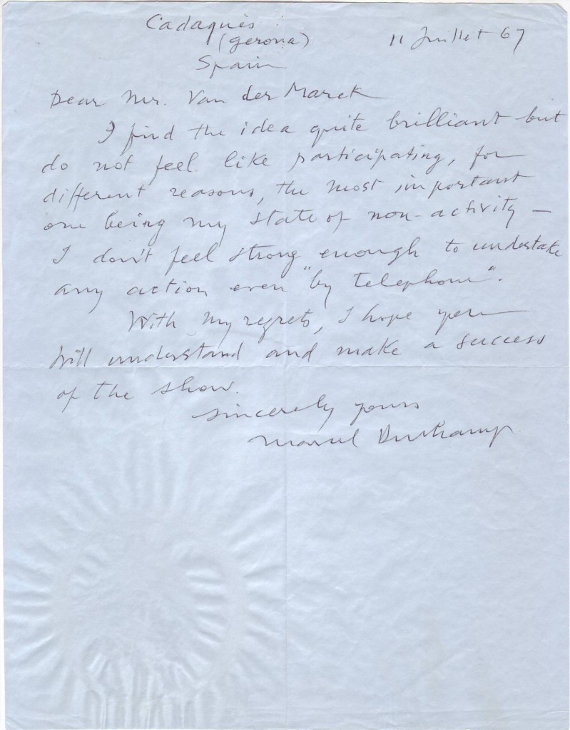 Appraisal: DUCHAMP MARCEL Autograph Letter Signed to Chicago Museum of Contemporary