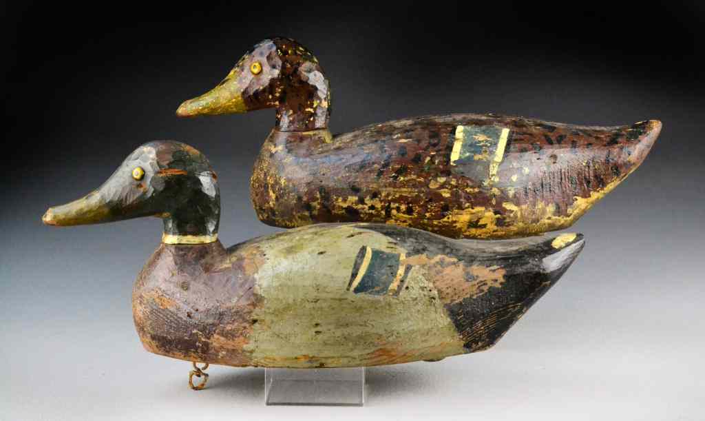 Appraisal: Mallare Duck Decoys - PairPolychrome painted with wooden eyes both