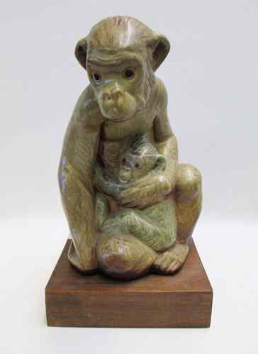 Appraisal: LLADRO PORCELAIN FIGURINE ''Monkeys '' Gres a mother monkey with