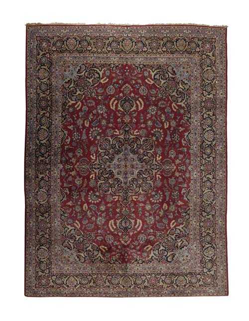 Appraisal: KESHAN old Red ground with blue central medallion decorated throughout