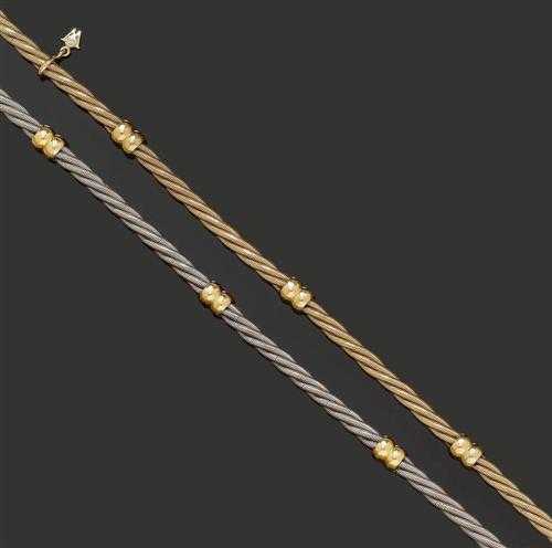 Appraisal: PAIR OF BRACELETS WELLENDORF White and yellow gold Casual-elegant bracelet