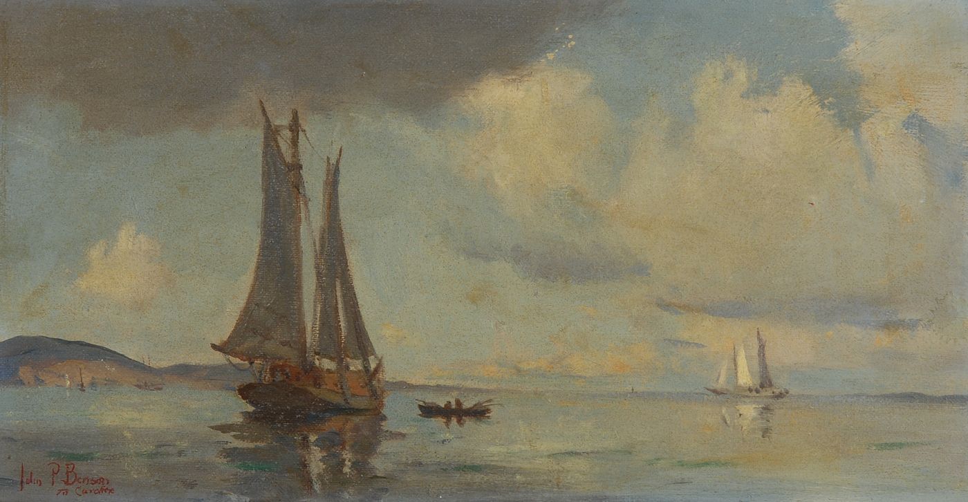 Appraisal: JOHN PRENTISS BENSONAmerican - Two sailboats and a skiff on