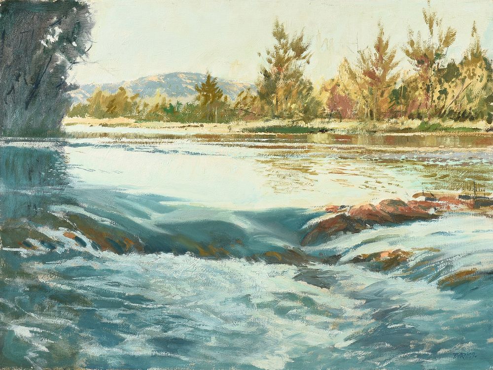 Appraisal: AL BARNES American Texas - A PAINTING Small Rapids AL