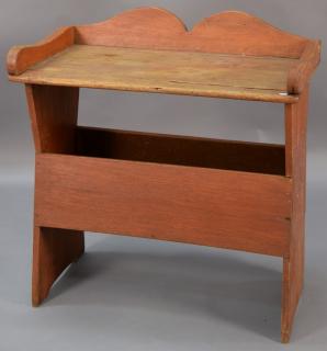 Appraisal: Primitive bucket bench with gallery top over open section on