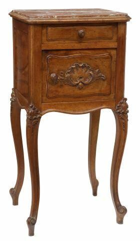 Appraisal: French Louis XV style walnut nightstand early th c inset