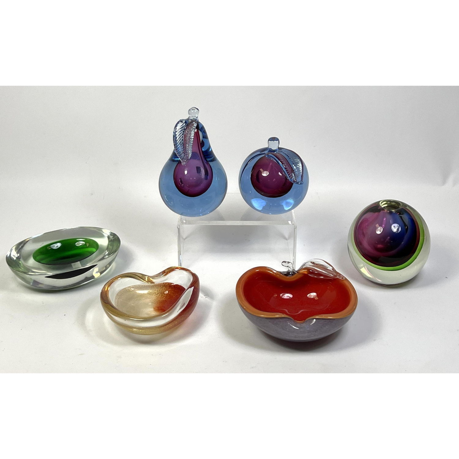 Appraisal: pc Mostly Italian Mid Century Art Glass Lot Pair Murano