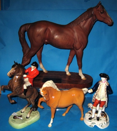 Appraisal: Beswick Huntsman on Rearing Horse Horses leg broke and Huntsmans