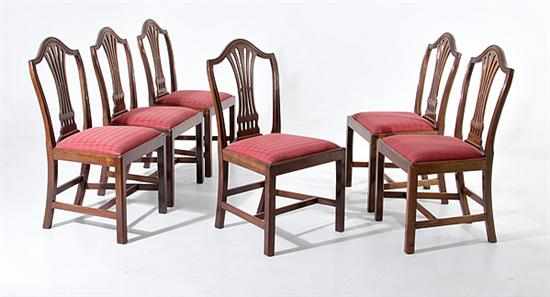 Appraisal: Set of six George III style carved mahogany side chairs