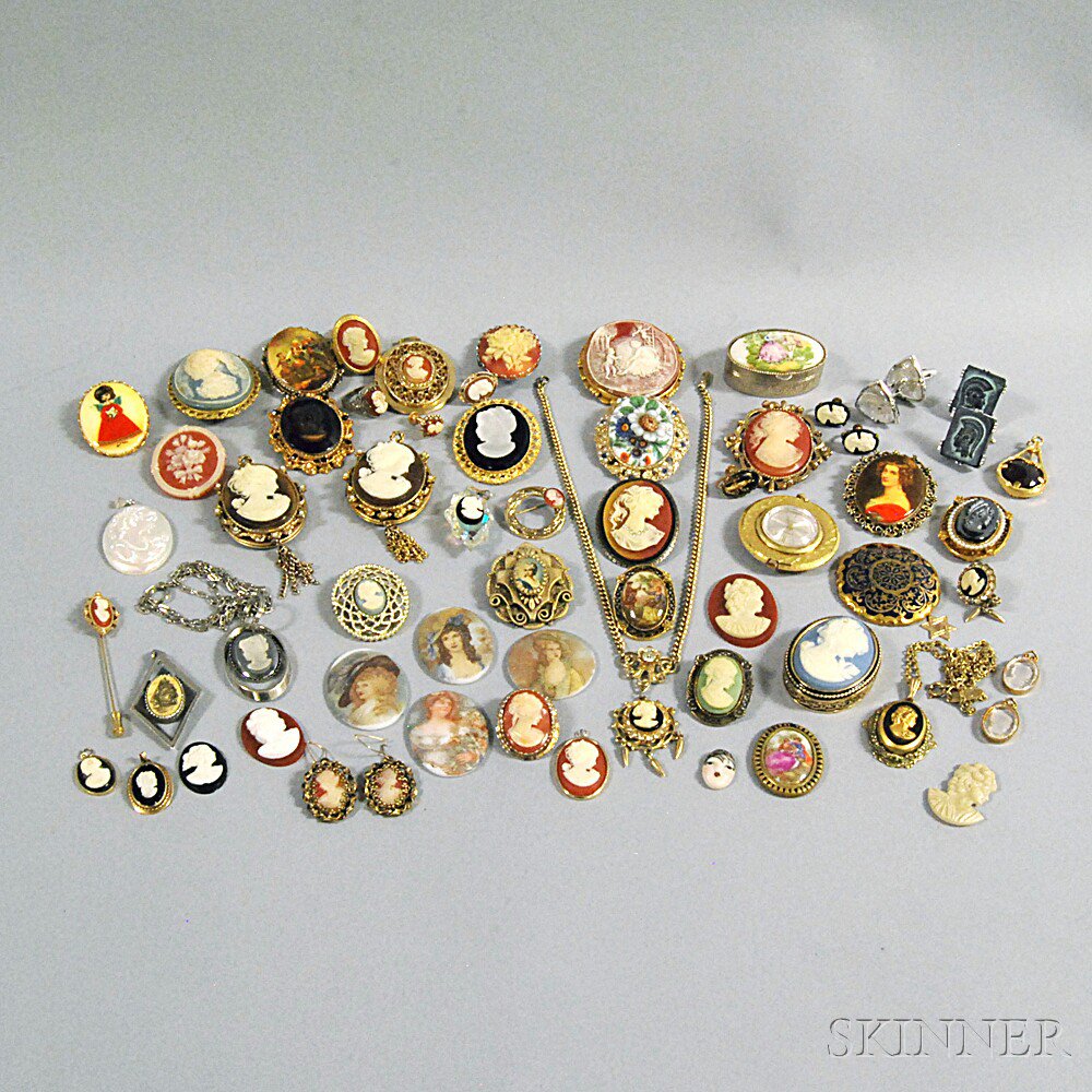 Appraisal: Group of Assorted Cameo Costume Jewelry including plastic enamel painted