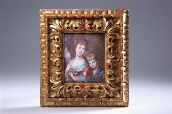 Appraisal: ENGLISH ENAMELLED PORTRAIT PLAQUE th century Depicting a young woman