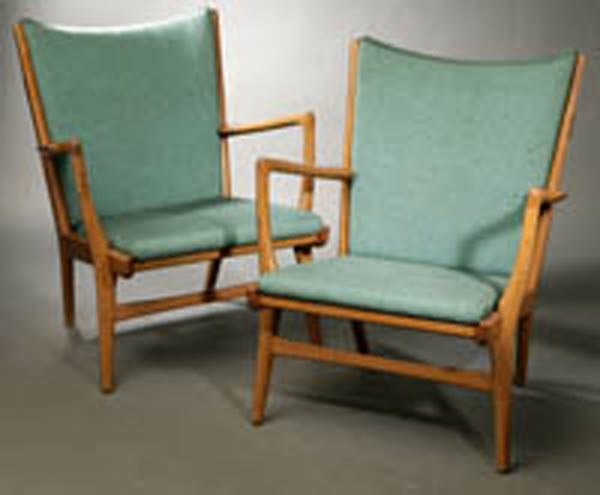 Appraisal: Pair Hans Wegner AP Stolen Danish oak armchairs Pair Hans