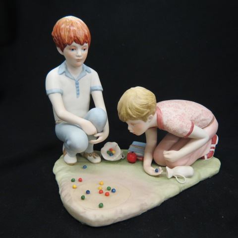 Appraisal: Cybis Porcelain Figurine of Boys Shootingmarbles x excellent