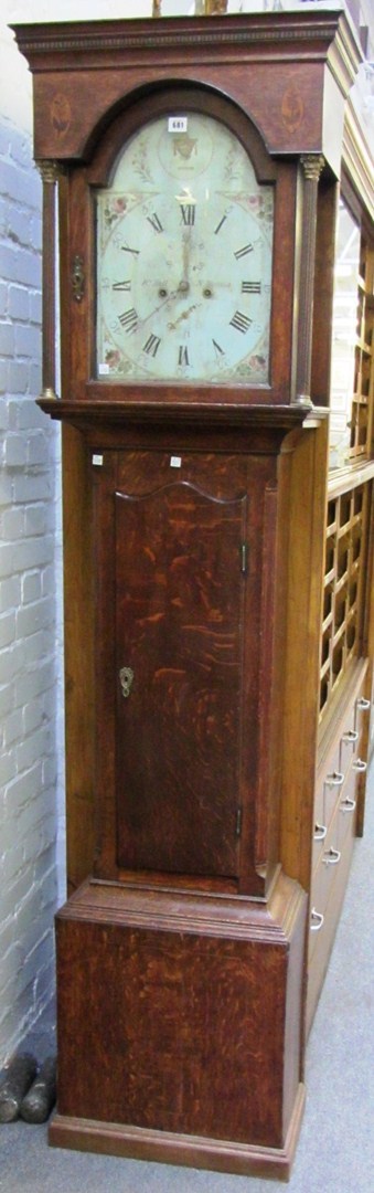 Appraisal: An th century oak eight day longcase clock the arched