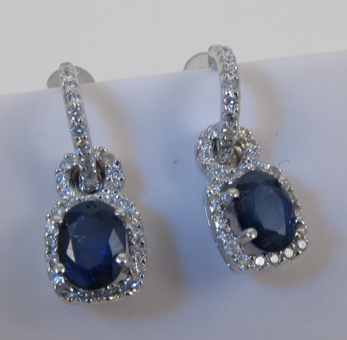 Appraisal: PAIR OF SAPPHIRE AND DIAMOND EARRINGS each k white gold