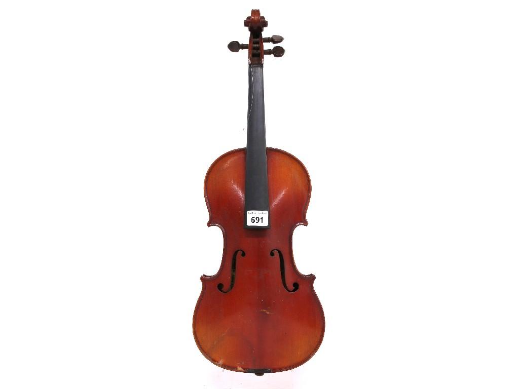 Appraisal: French three-quarter size Stradivarius copy violin cm