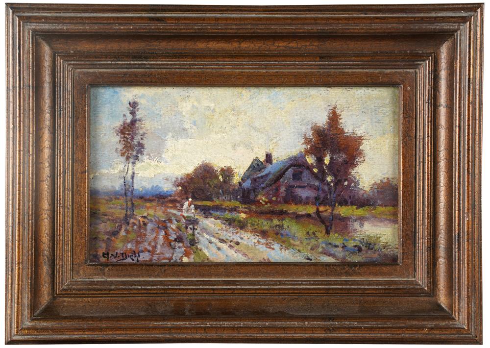 Appraisal: ARTHUR DIEHL - RAINY DAY oil on board signed lower