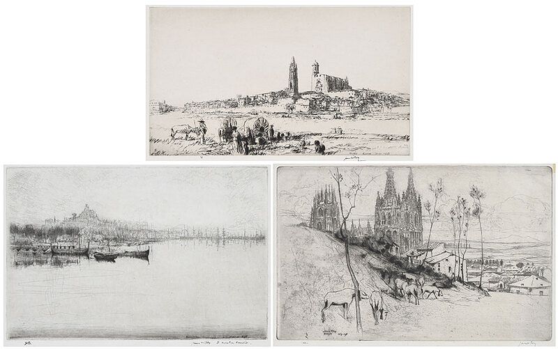 Appraisal: James McBey Scottish - Three Spain related etchings Burgos VI