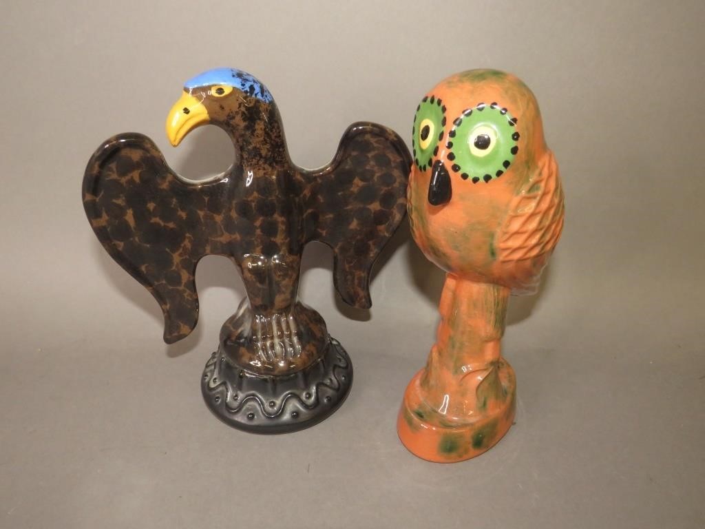 Appraisal: FOLK ART POTTERY BIRDS BY JAMES C SEAGRAVESca mid-late th