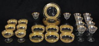 Appraisal: lot of Continental partial gilt and etched glass dessert service