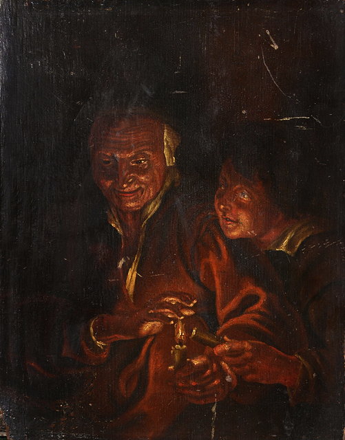 Appraisal: CIRCLE OF GODFRIED SCHALCKEN - Two figures by candle light