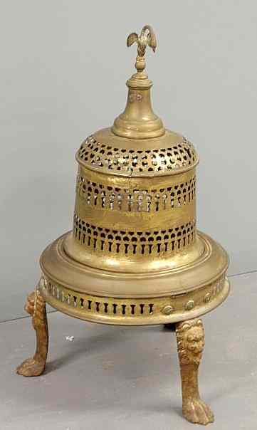 Appraisal: French brass brazier th c with a swan finial and